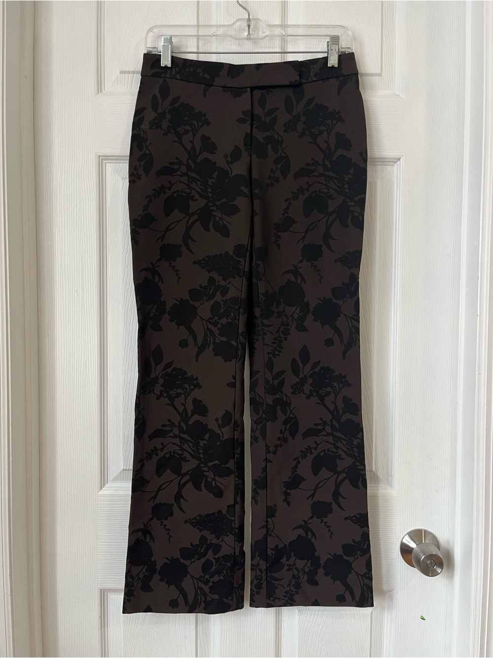 Theory Brown Black Floral Jacquard Pants Trousers Size 2